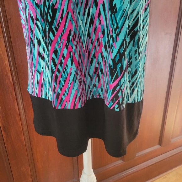 Laura Ashley Womens Multicolor Geometric Print Short Sleeve Top M - Picture 4 of 7